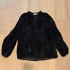 A.L.C. Black Leopard Print Blouse